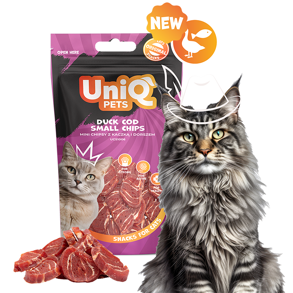 UNIQ PETS Cat Snacks Duck And Cod Small Chips 50g