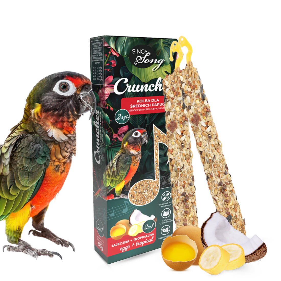 SING & SONG Cruncher For Parrots 2in1 Egg + Tropical 85g