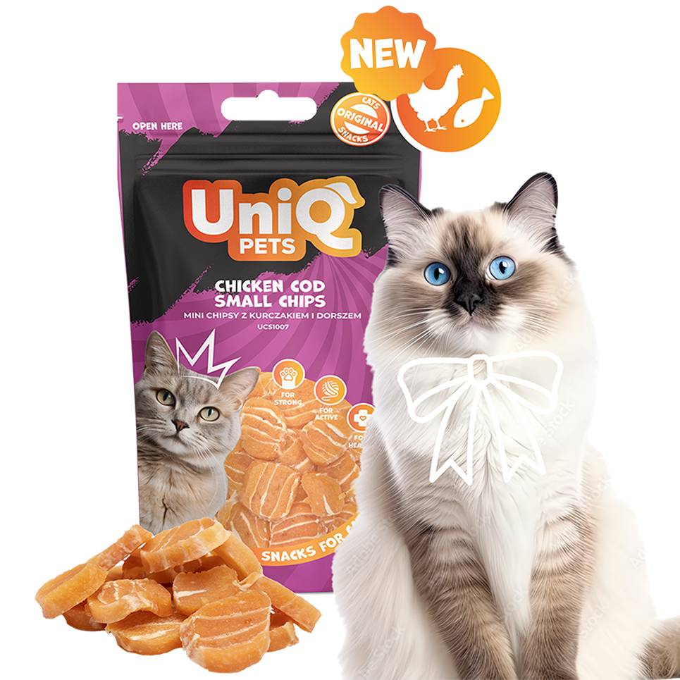 UNIQ PETS Cat Snacks Chicken And Cod Small Chips 50g