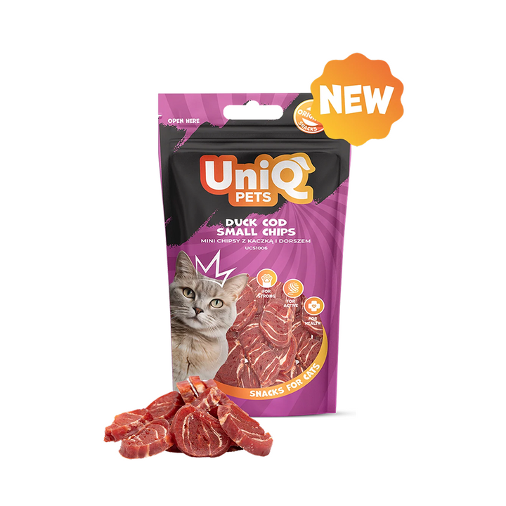 UNIQ PETS Cat Snacks Duck And Cod Small Chips 50g