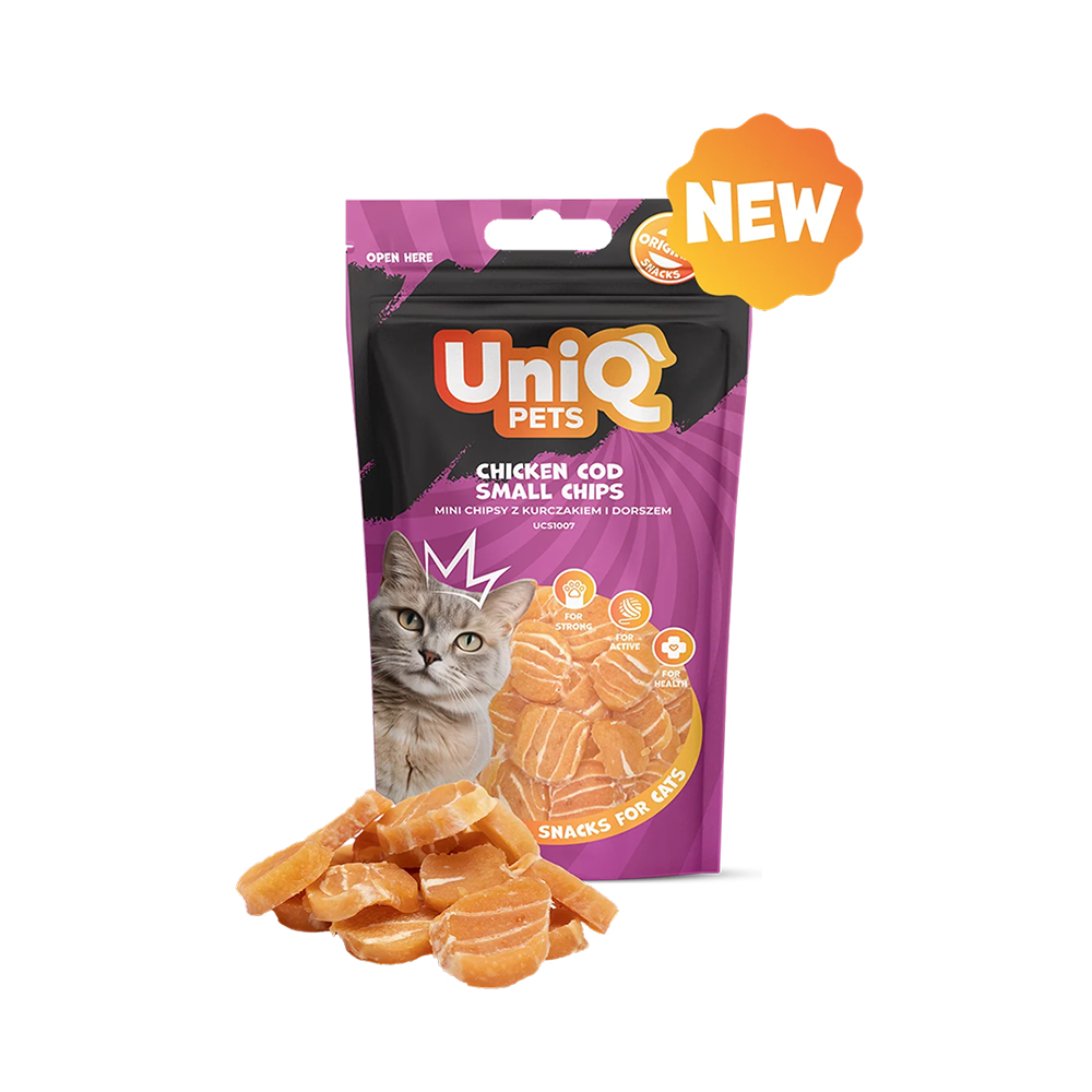 UNIQ PETS Cat Snacks Chicken And Cod Small Chips 50g