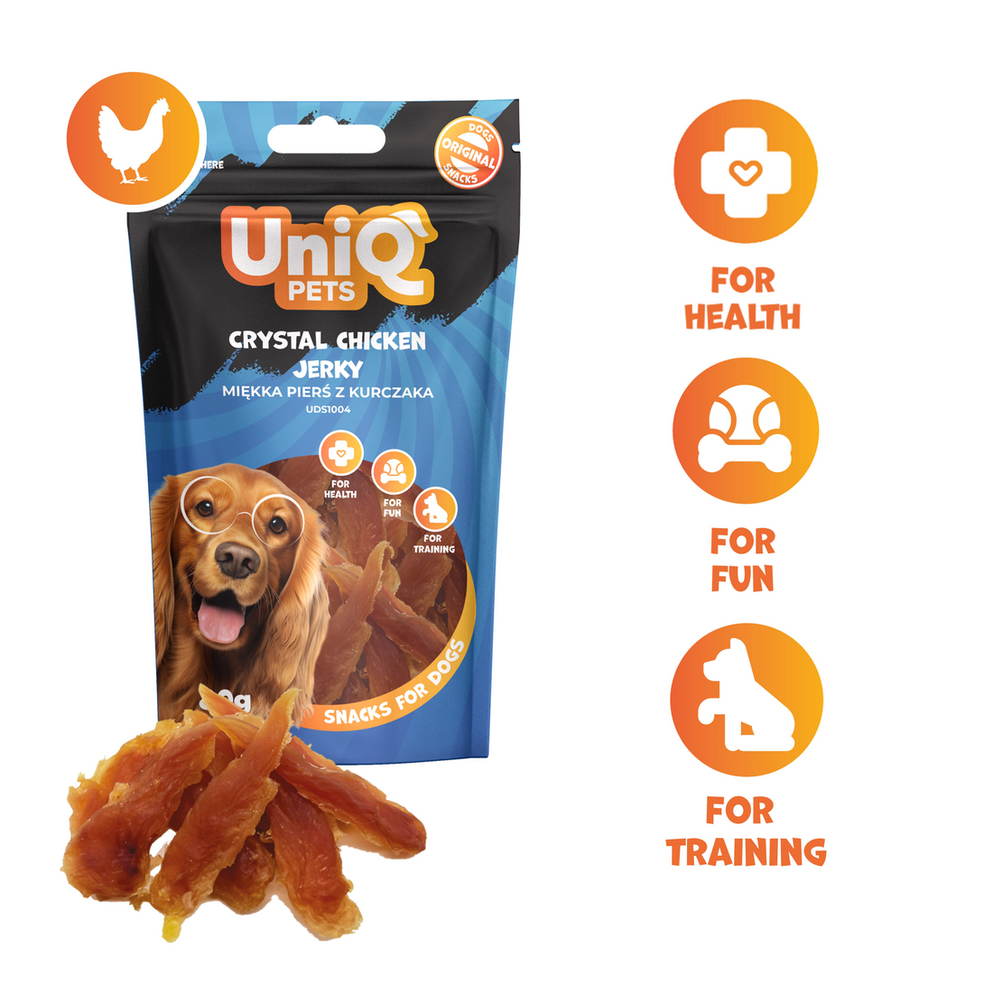 UNIQ PETS Dog Snacks Crystal Chicken Jerky 80g