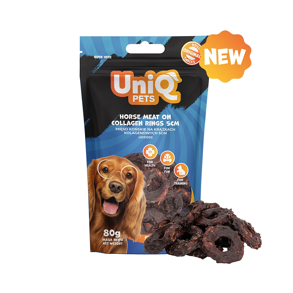 UNIQ PETS Dog Snacks Horse Meat On Collagen Rings 5cm 80g