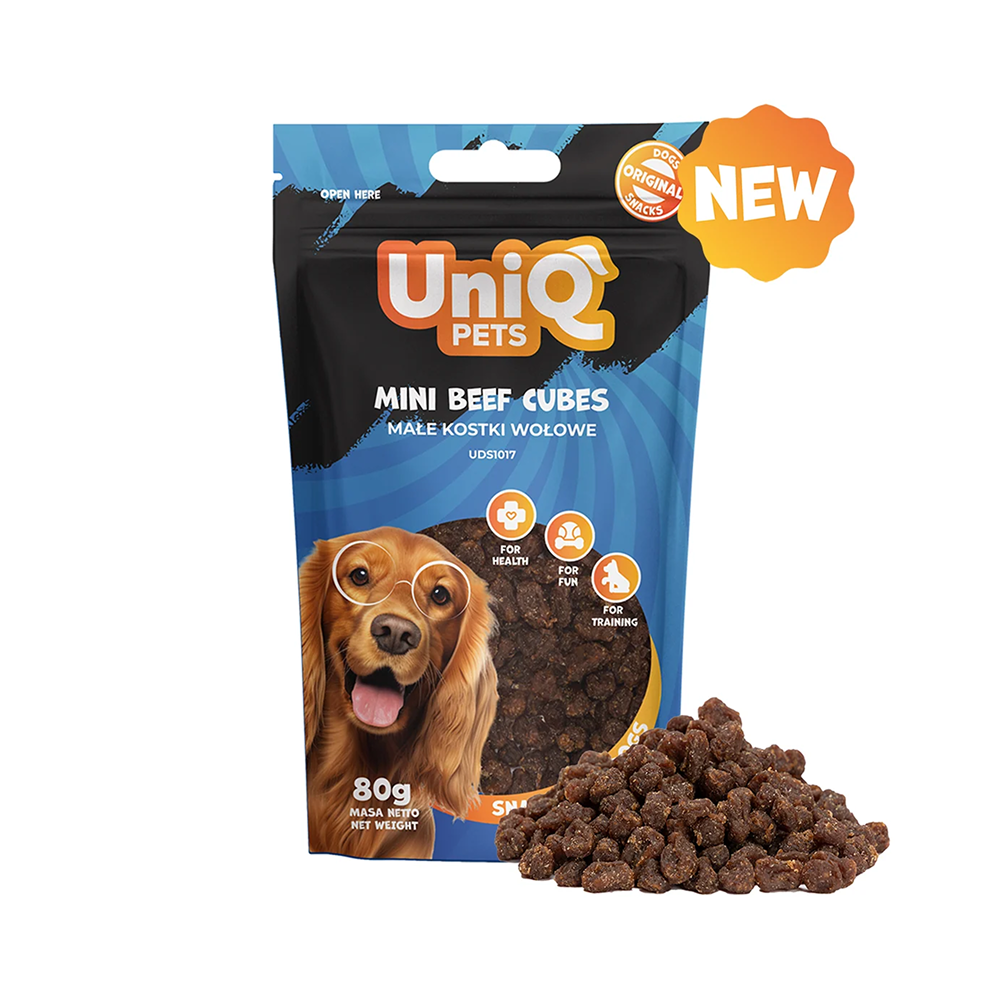 UNIQ PETS Dog Snacks Mini Beef Cubes 80g
