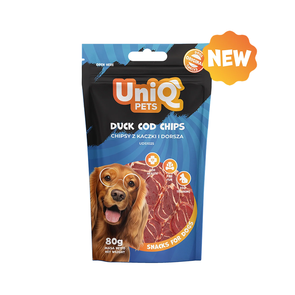 UNIQ PETS Dog Snacks Duck And Cod Chips 80g