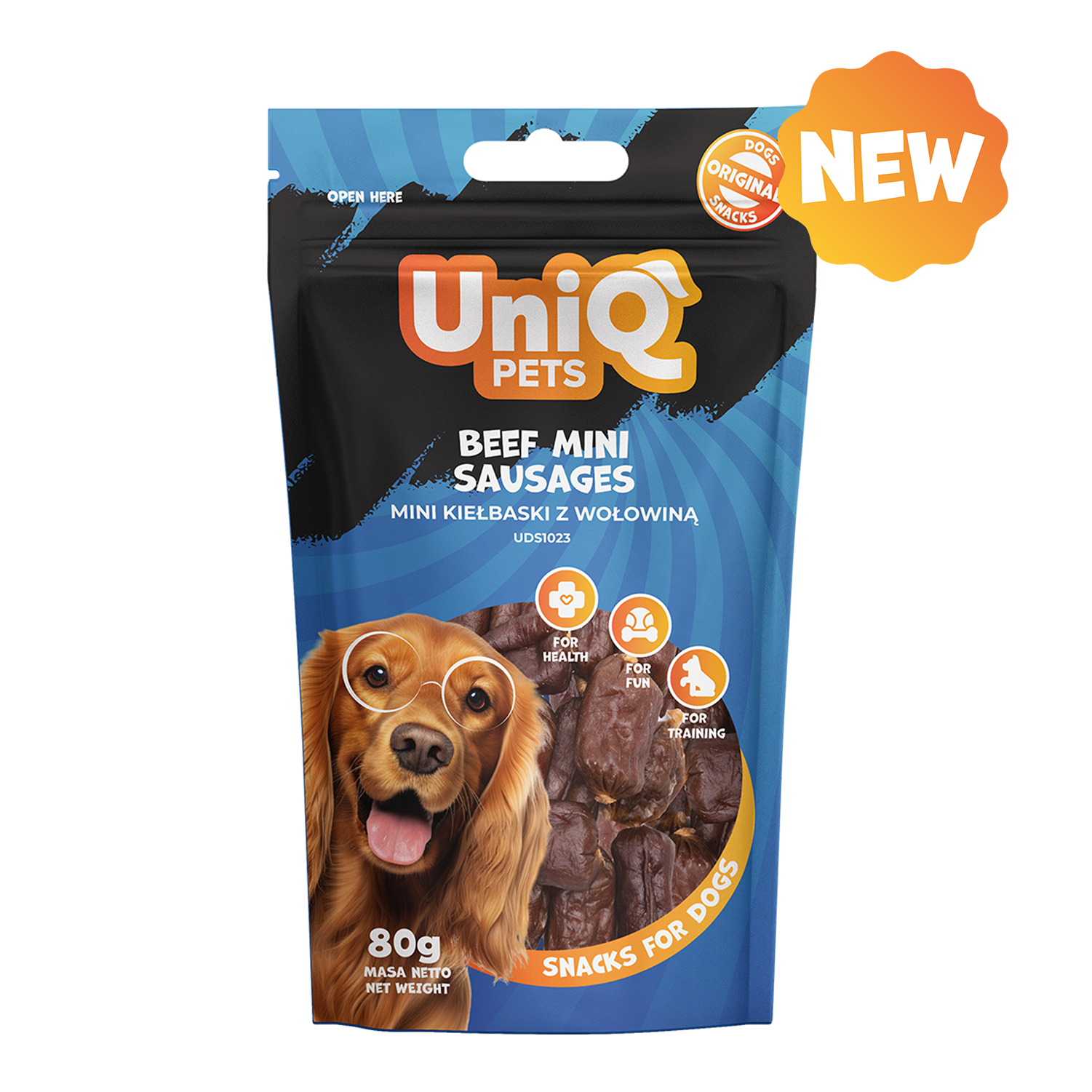 UNIQ PETS Dog Snacks Beef Mini Sausages 80g