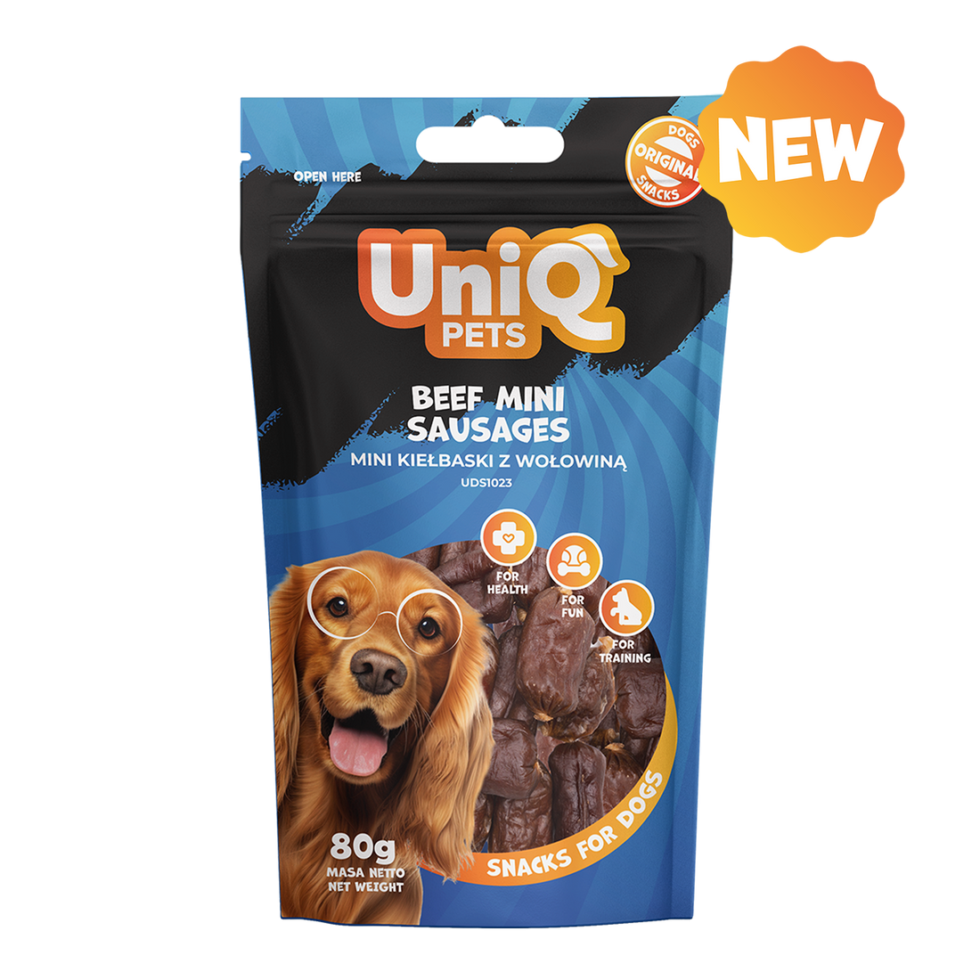 UNIQ PETS Dog Snacks Beef Mini Sausages 80g