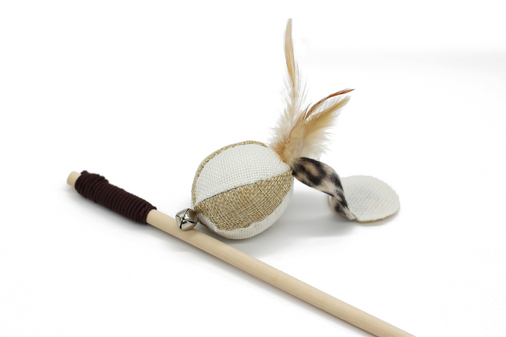 BB Cat Toy Wooden Fishing Rod With Plush Ball And Feather 40-102cm