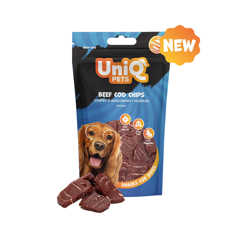 UNIQ PETS Dog Snacks Beef And Cod Chips 80g