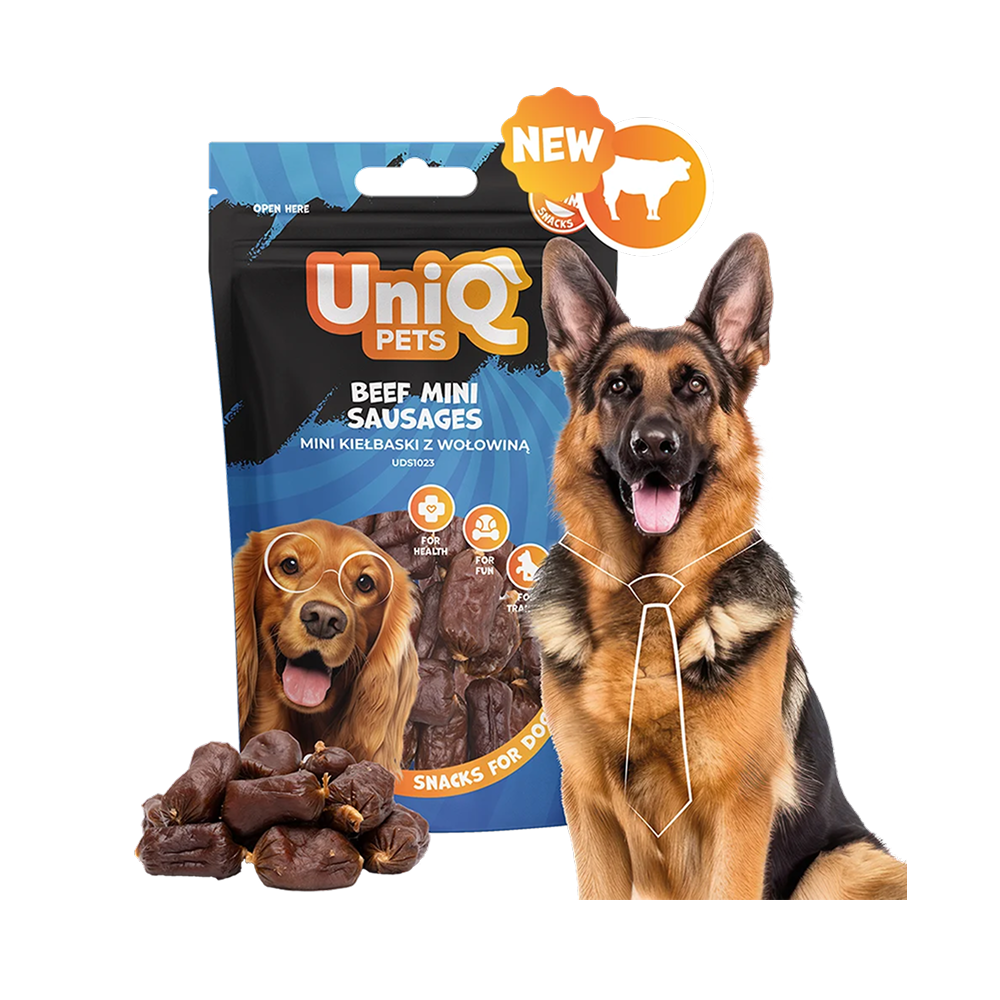 UNIQ PETS Dog Snacks Beef Mini Sausages 80g