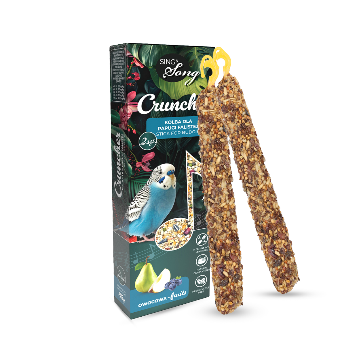 SING & SONG Crunchers For Budgie Fruits 85g