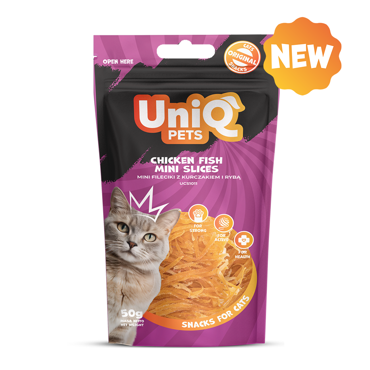 UNIQ PETS Cat Snacks Chicken And Fish Mini Slices 50g