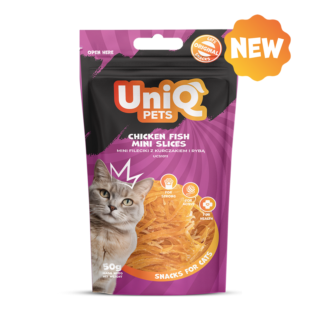 UNIQ PETS Cat Snacks Chicken And Fish Mini Slices 50g