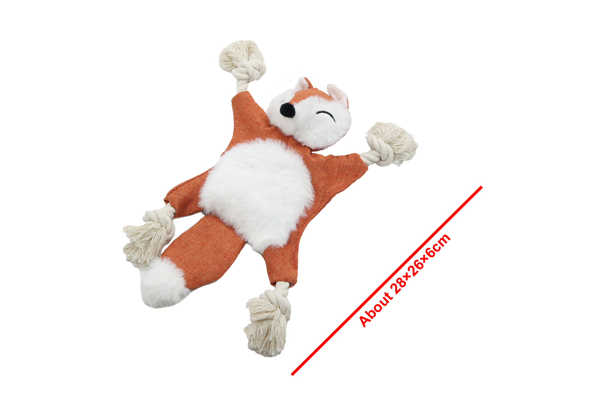 BB Dog Cuddle Toy Rustling Fox With Ropes 28x26cm