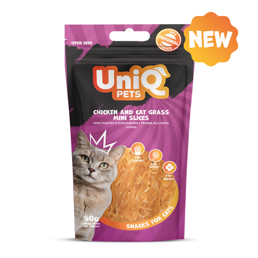 UNIQ PETS Cat Snacks Chicken And Cat Grass Mini Slices 50g