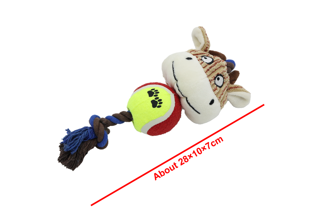 BB Dog Toy Calf With Ball Rope And Squeaker 28x10cm