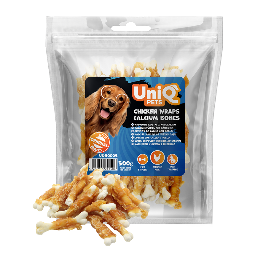 UNIQ PETS Dog Snacks Chicken Wraps Calcium Bones 500g