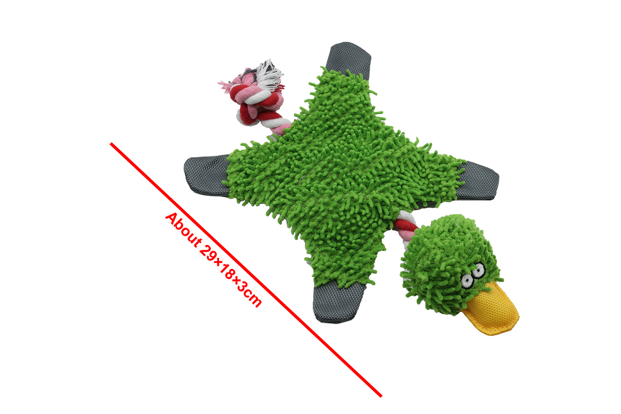 BB Dog Cuddle Toy Green Duck With Squeaker 29x18cm
