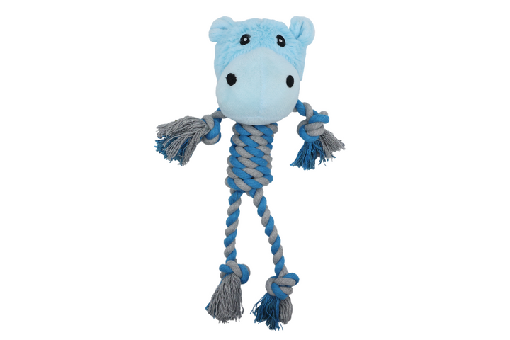 UNIQ PETS PLUSH DOG TOY WATER FRIENDS Hippo with Ropes and Squeaker