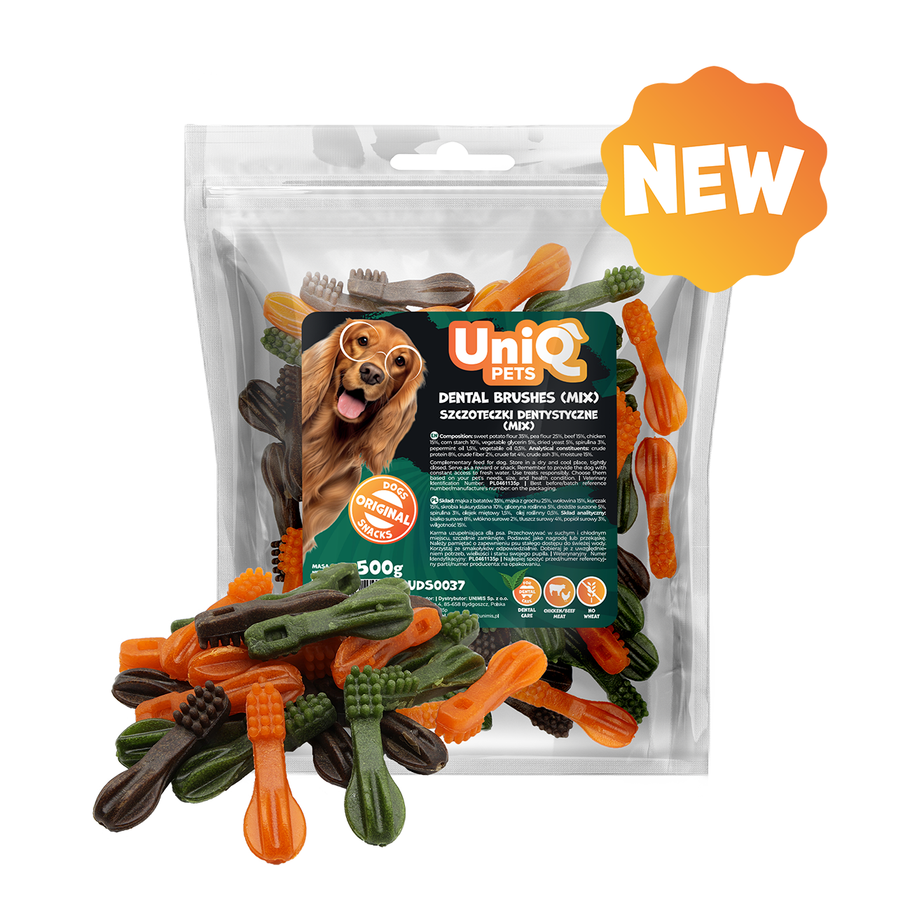 UNIQ PETS DOG SNACKS DENTAL Dental Brushes Mix 500g