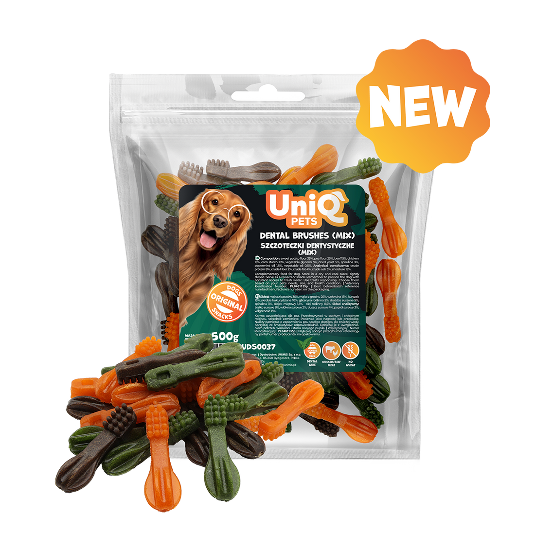 UNIQ PETS DOG SNACKS DENTAL Dental Brushes Mix 500g
