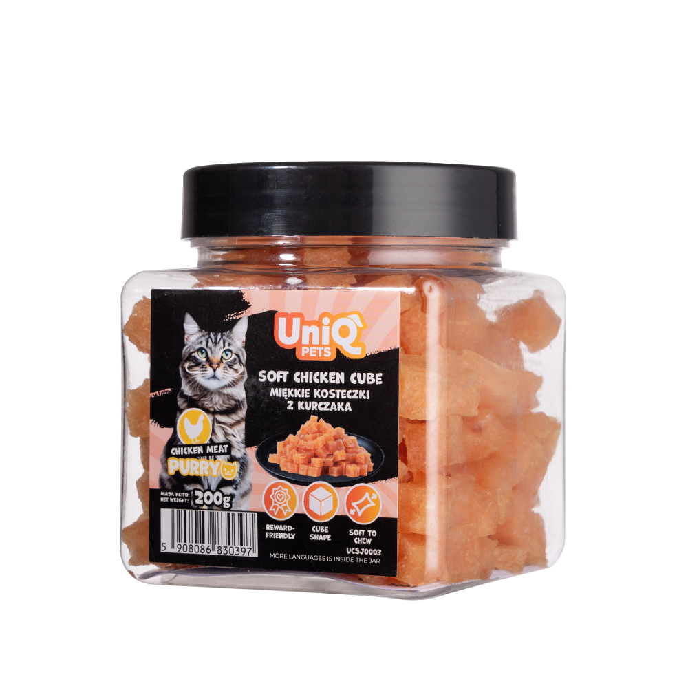 UNIQ PETS CAT SNACKS PURRY Soft Chicken Cube Jar 200g