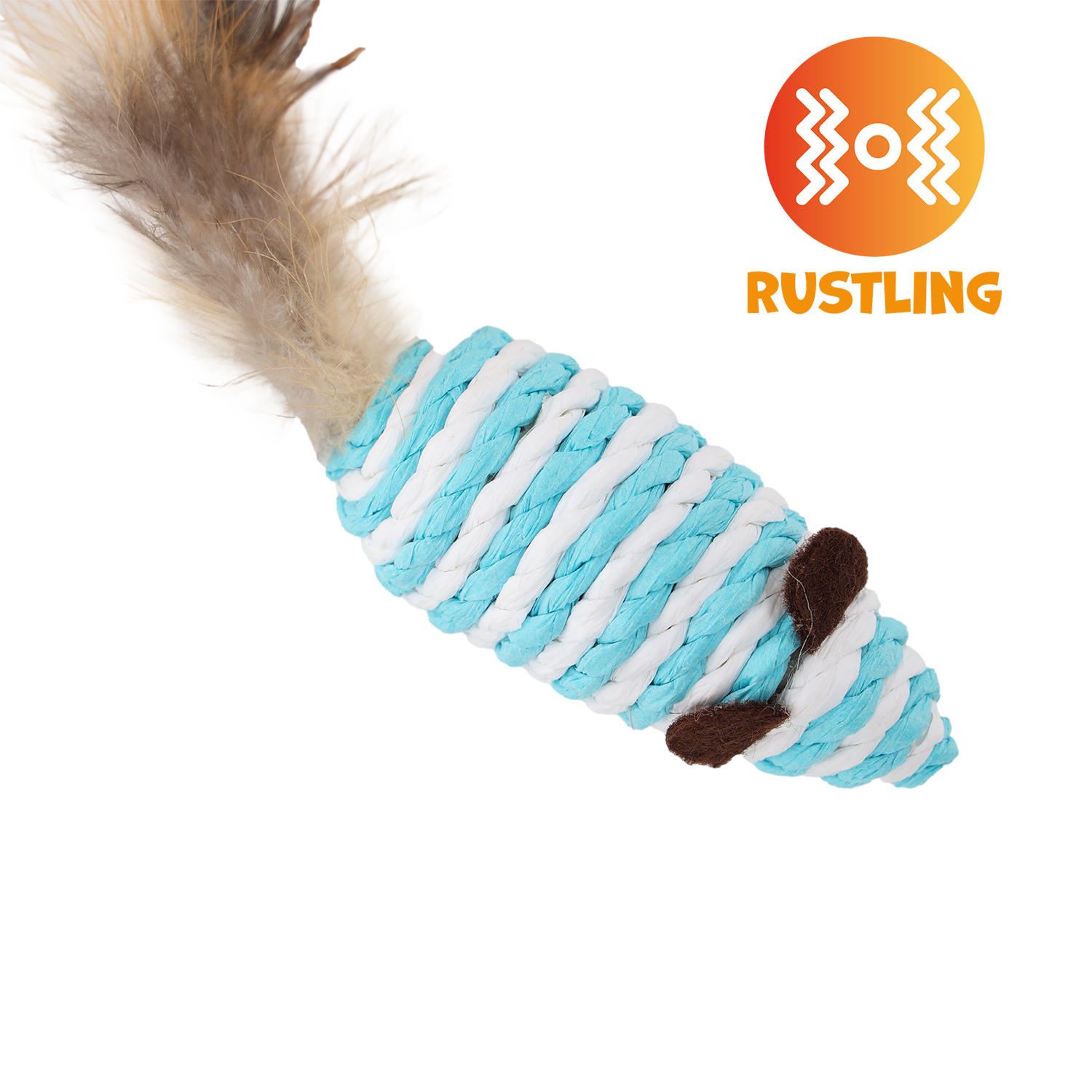 UNIQ PETS CAT TOY MOUSEHUNT Mouse From Rope with Feather 7cm (Random Colour)