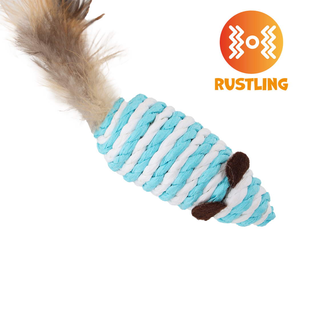 UNIQ PETS CAT TOY MOUSEHUNT Mouse From Rope with Feather 7cm (Random Colour)
