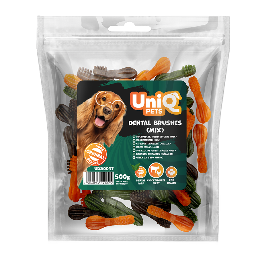 UNIQ PETS DOG SNACKS DENTAL Dental Brushes Mix 500g