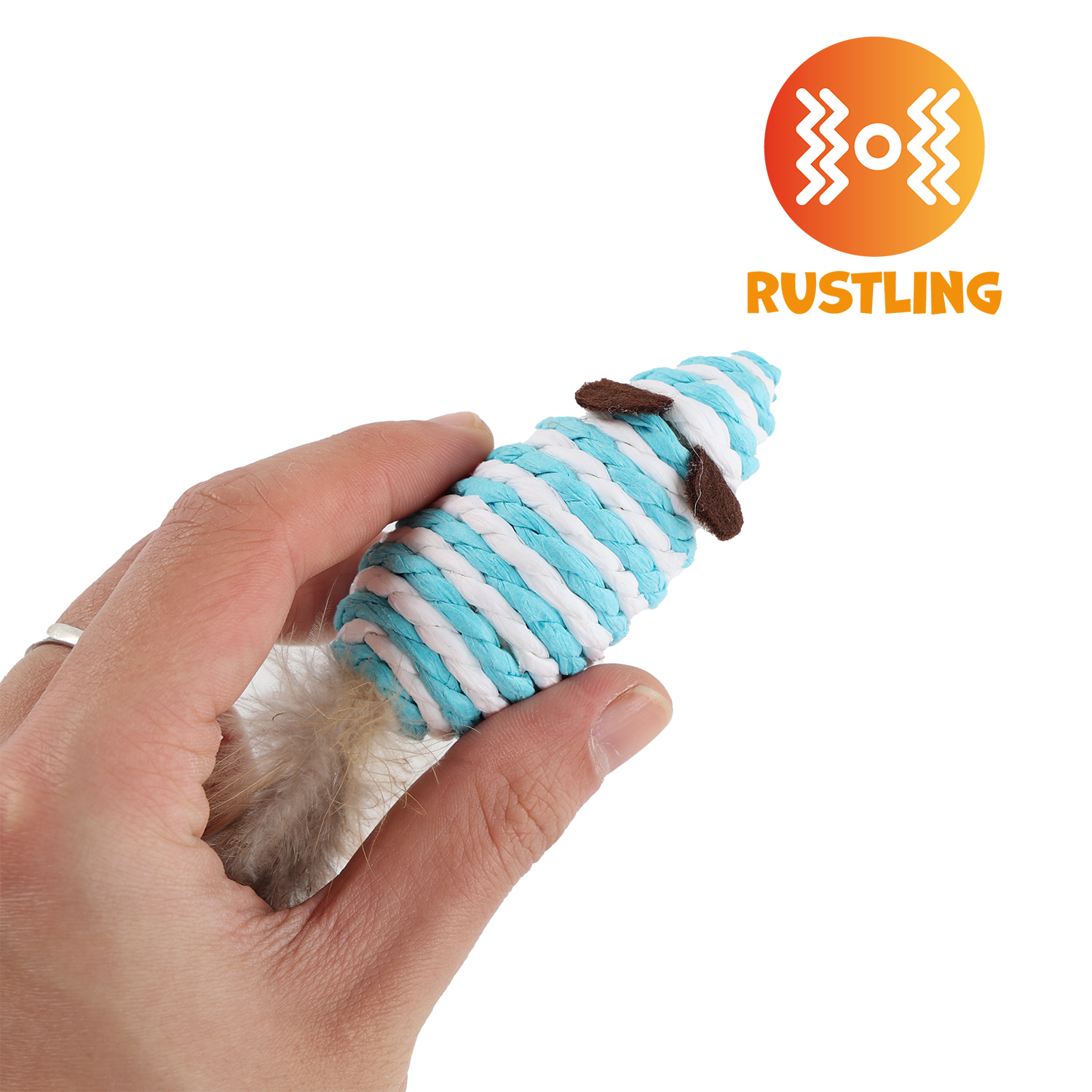 UNIQ PETS CAT TOY MOUSEHUNT Mouse From Rope with Feather 7cm (Random Colour)