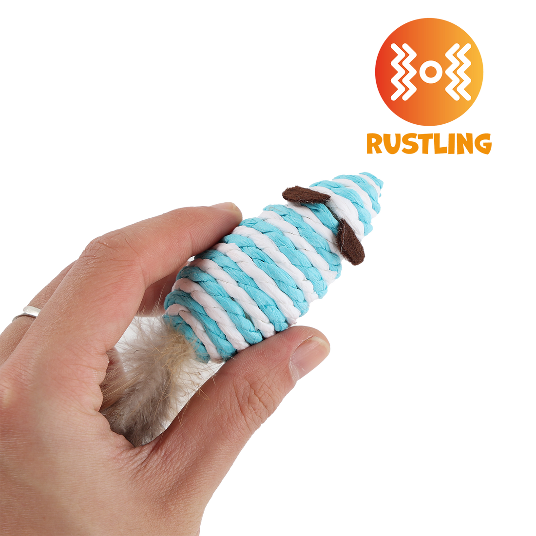 UNIQ PETS CAT TOY MOUSEHUNT Mouse From Rope with Feather 7cm (Random Colour)