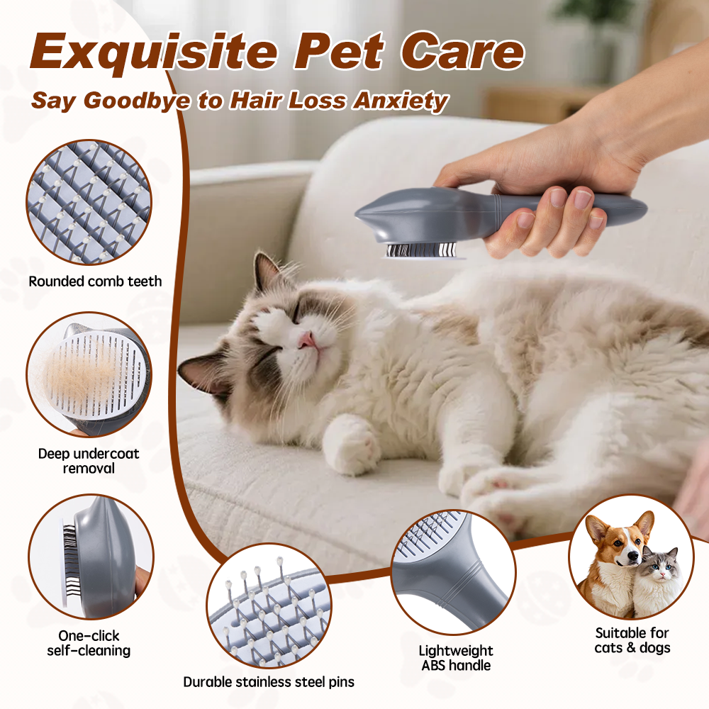 UNIQ PETS GROOMING BEAUTYCARE Cat-Shaped Comb Grey