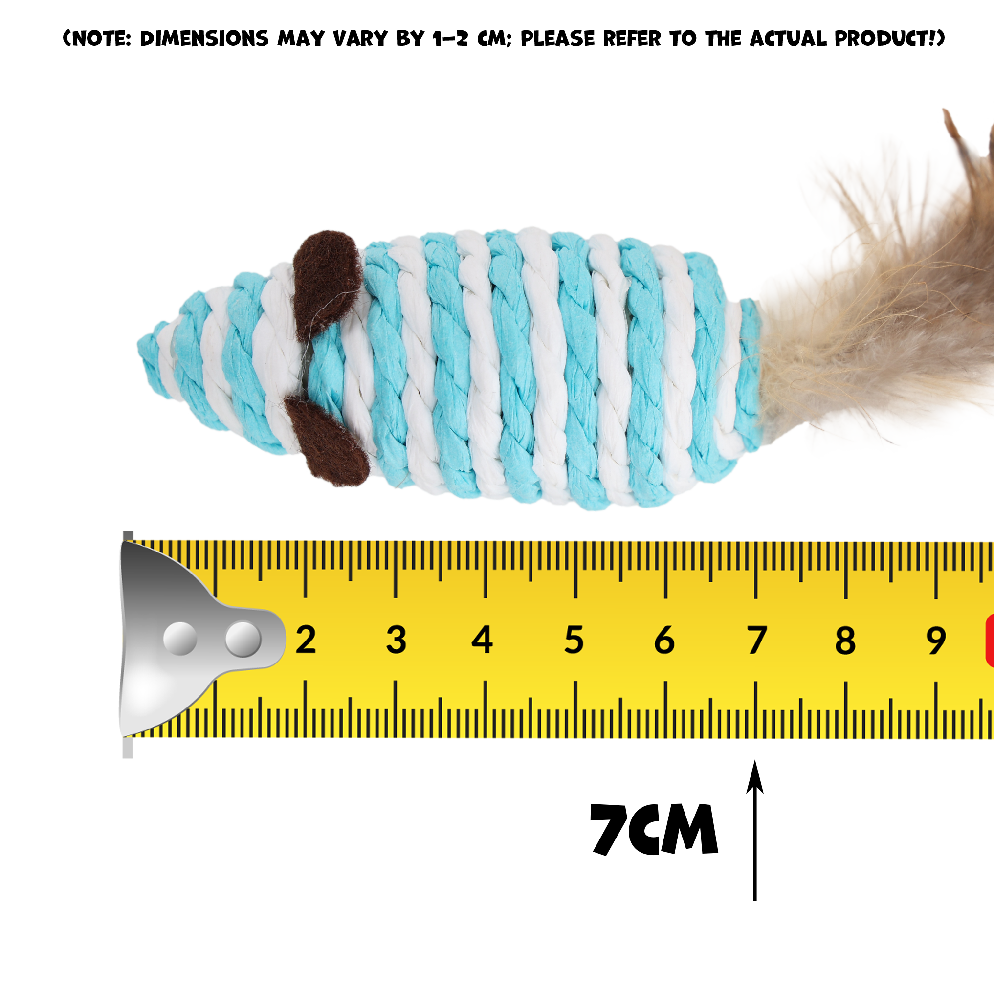 UNIQ PETS CAT TOY MOUSEHUNT Mouse From Rope with Feather 7cm (Random Colour)