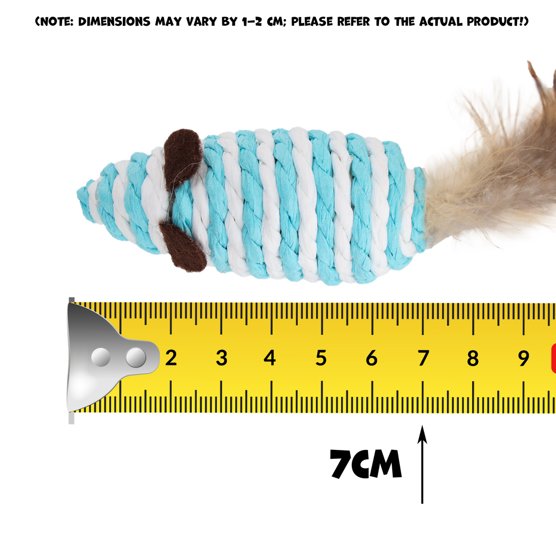 UNIQ PETS CAT TOY MOUSEHUNT Mouse From Rope with Feather 7cm (Random Colour)