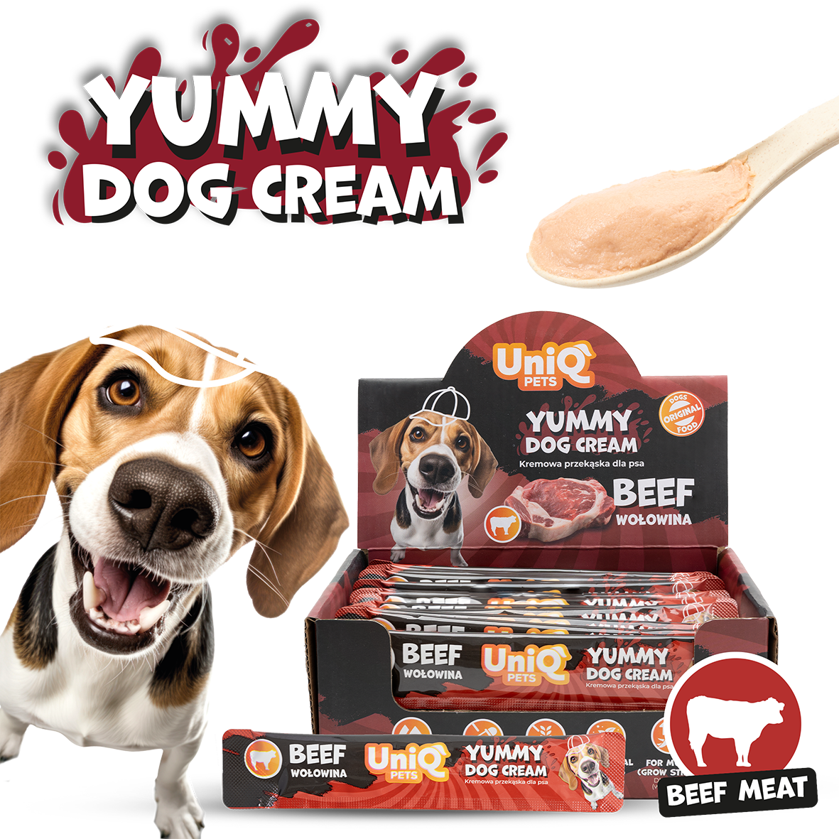 UNIQ PETS Yummy Dog Cream with Beef