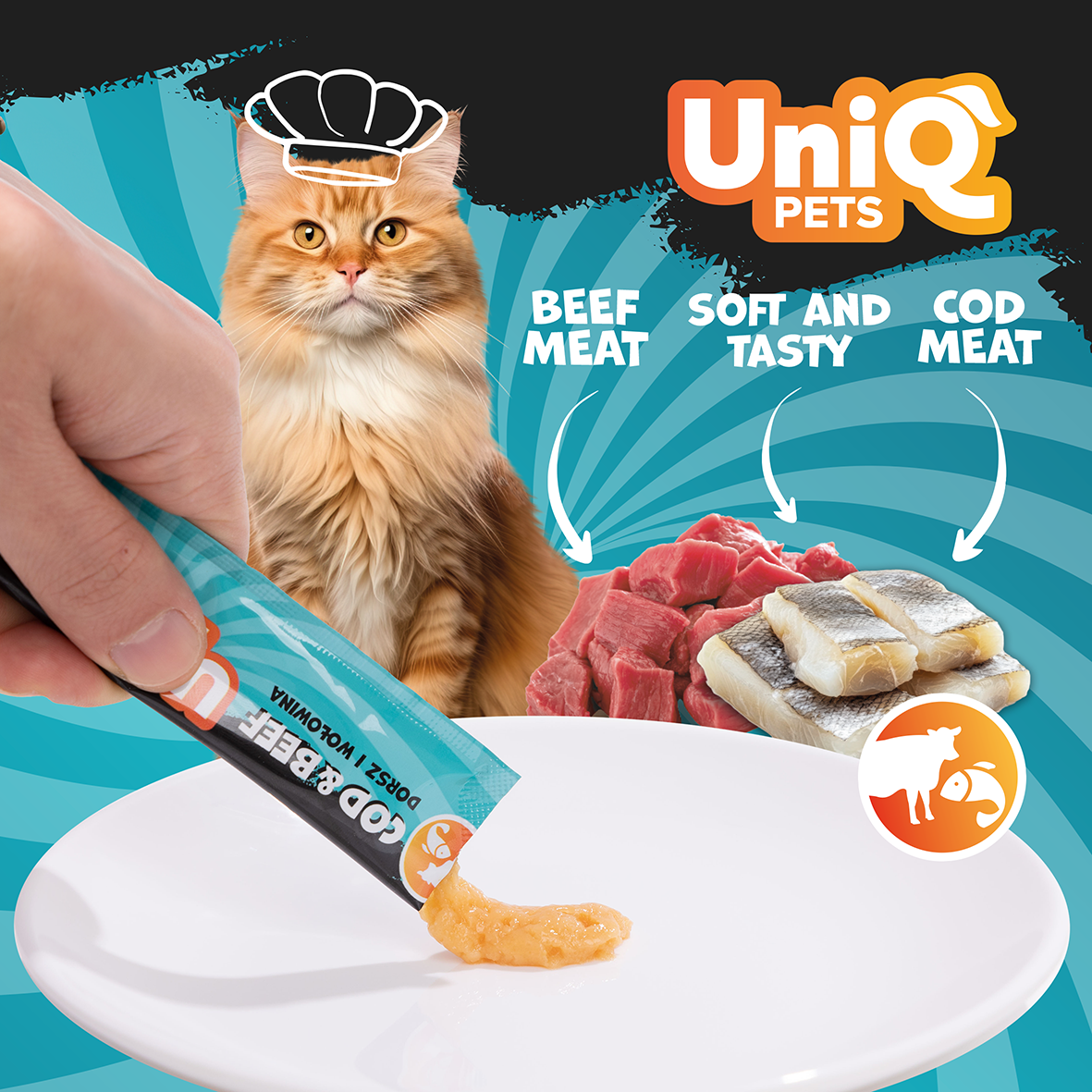 Uniq PETS Cat Wet Yummy Cream Cod & Beef Sachet 15g