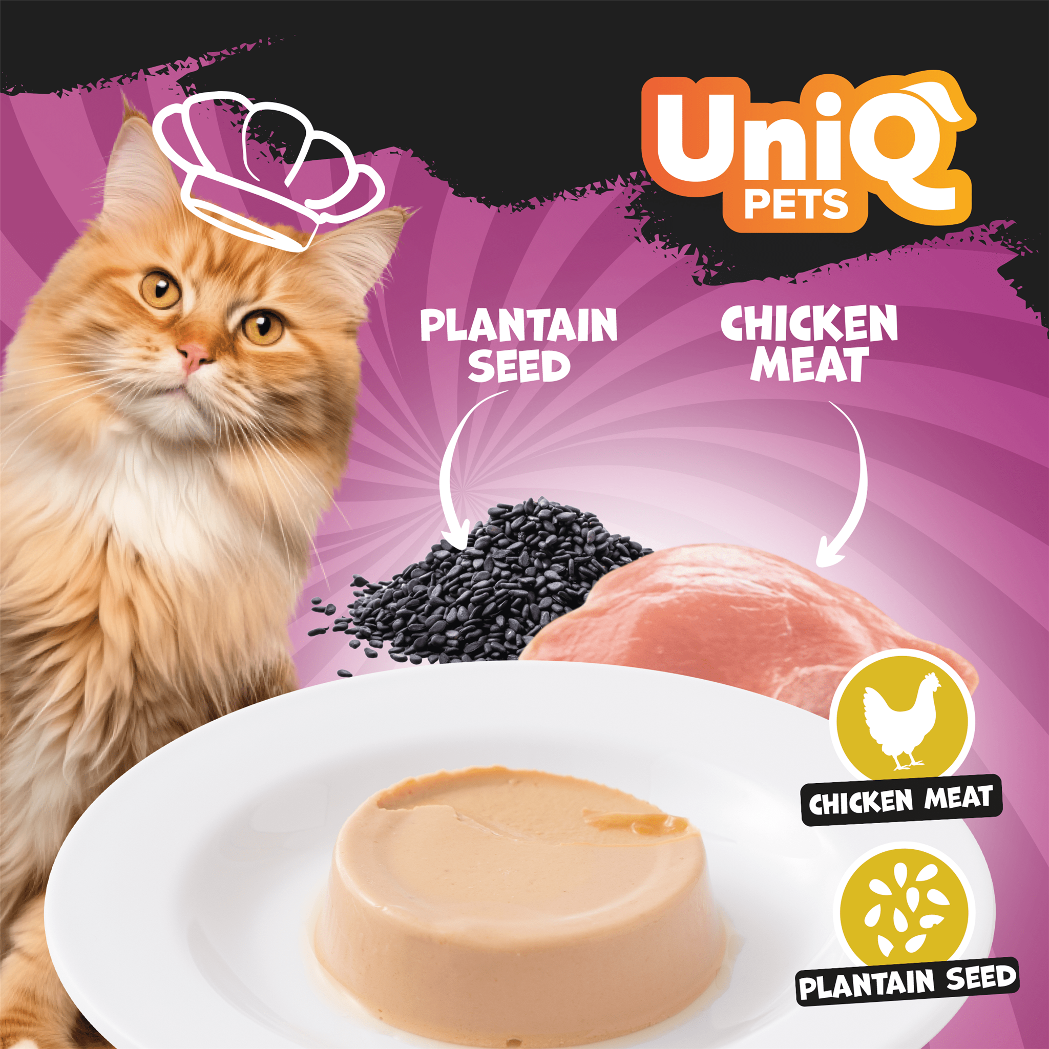 Uniq Pets Cat Wet Food Chicken & Psyllium Pate 30g