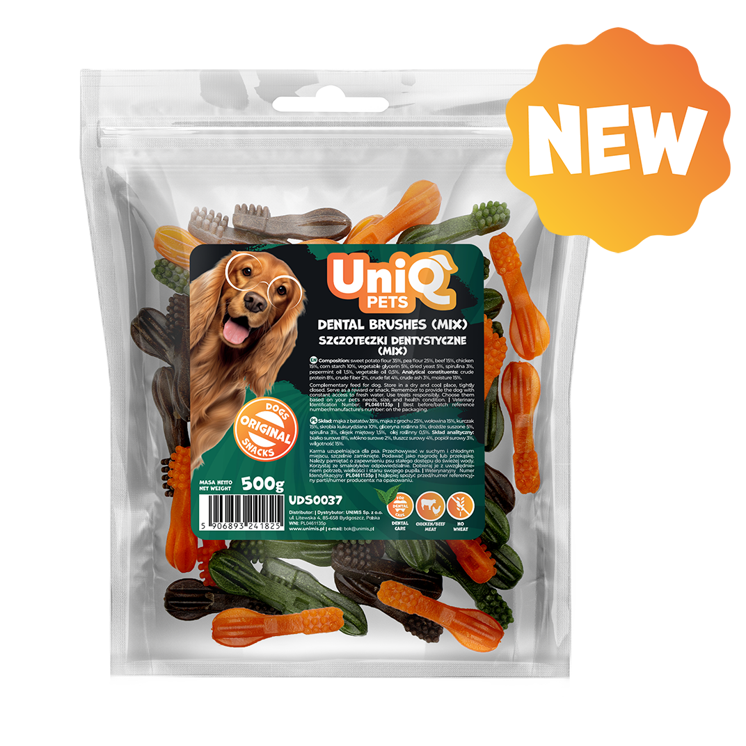 UNIQ PETS DOG SNACKS DENTAL Dental Brushes Mix 500g
