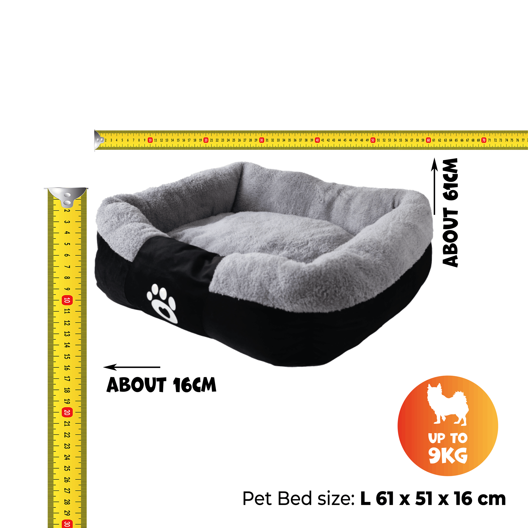 UNIQ PETS PET BED SOFA Ultrasoft black L 61x51x16cm