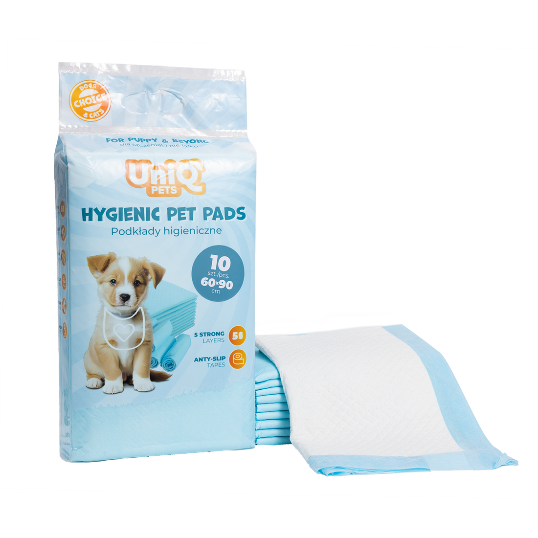 UNIQ PETS HYGIENIC PET PADS 60x90cm Blue, 10pcs/Bag