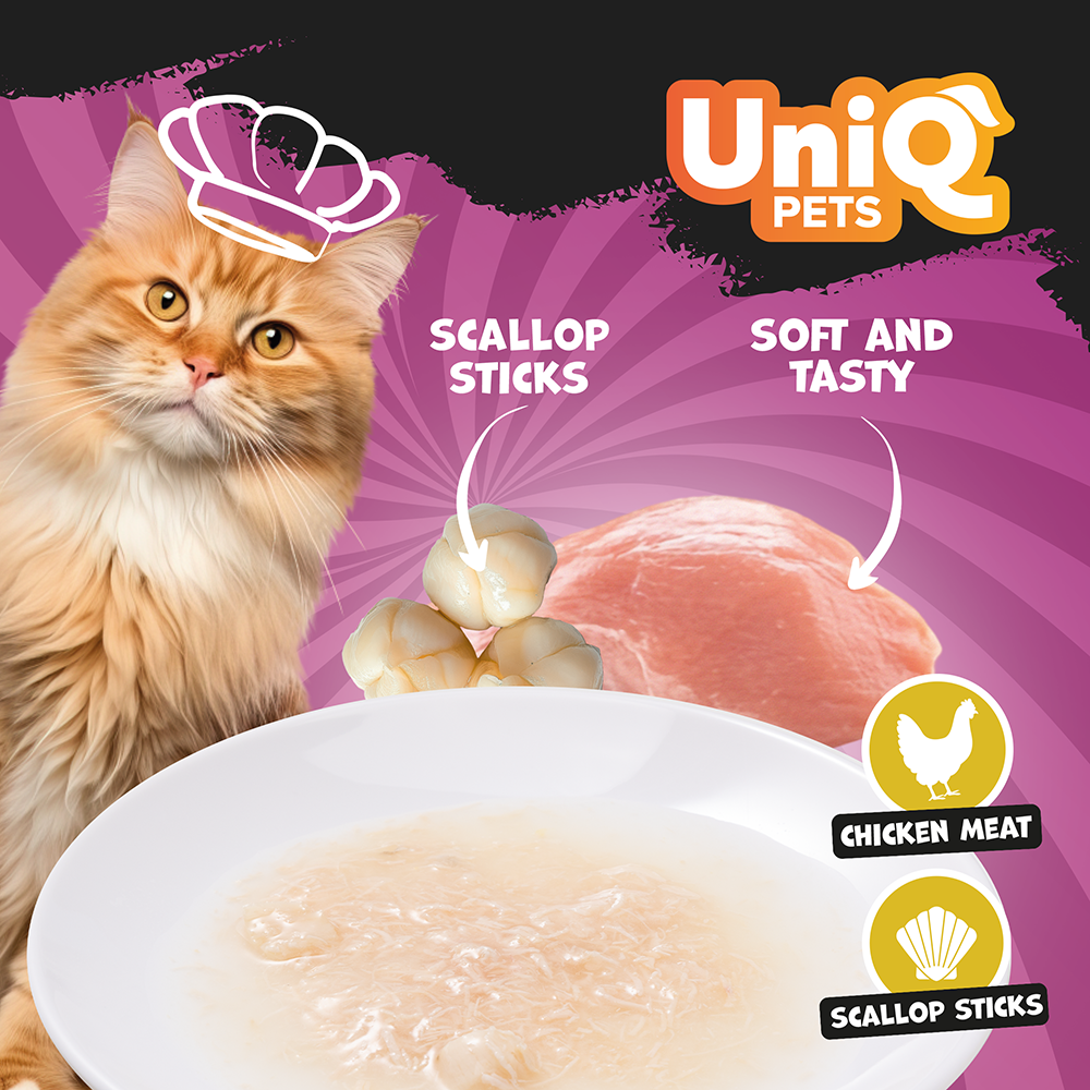 Uniq Cat Wet Food Chicken & Scallop Sticks Soup 60g