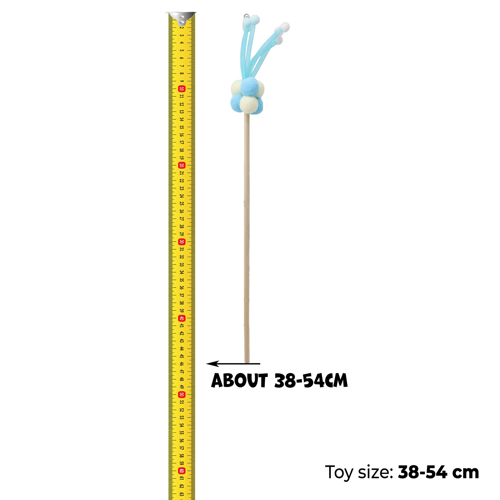 UNIQ PETS CAT TOY SWISHY Wooden Fishing Rod with Bubble Ball 52cm (Random Colour)