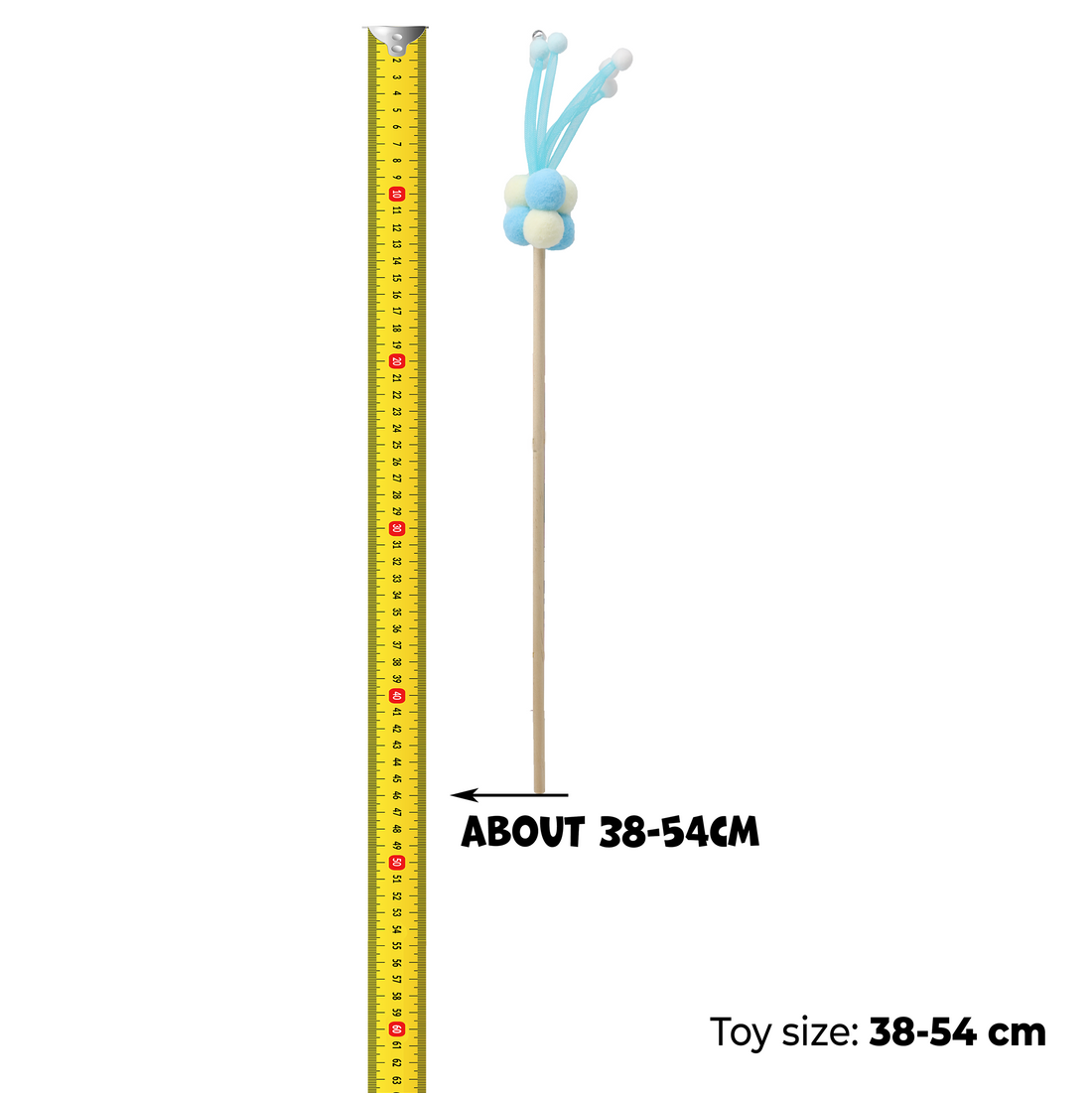 UNIQ PETS CAT TOY SWISHY Wooden Fishing Rod with Bubble Ball 52cm (Random Colour)