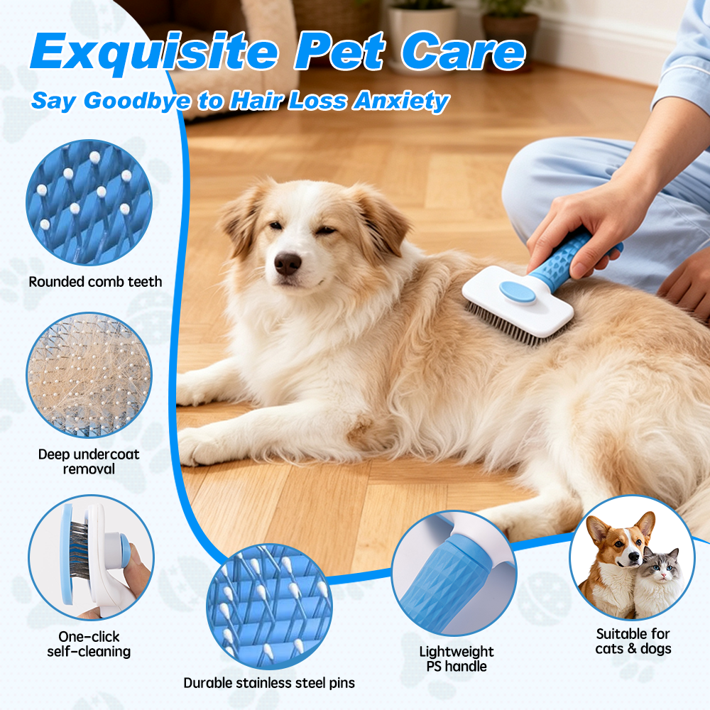 UNIQ PETS GROOMING BEAUTY CARE Square Comb Blue