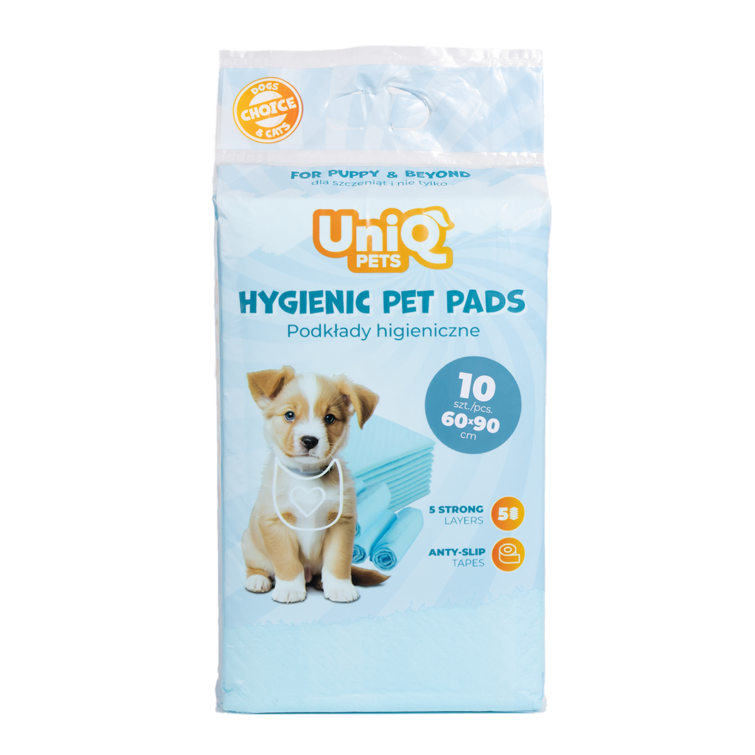 UNIQ PETS HYGIENIC PET PADS 60x90cm Blue, 10pcs/Bag