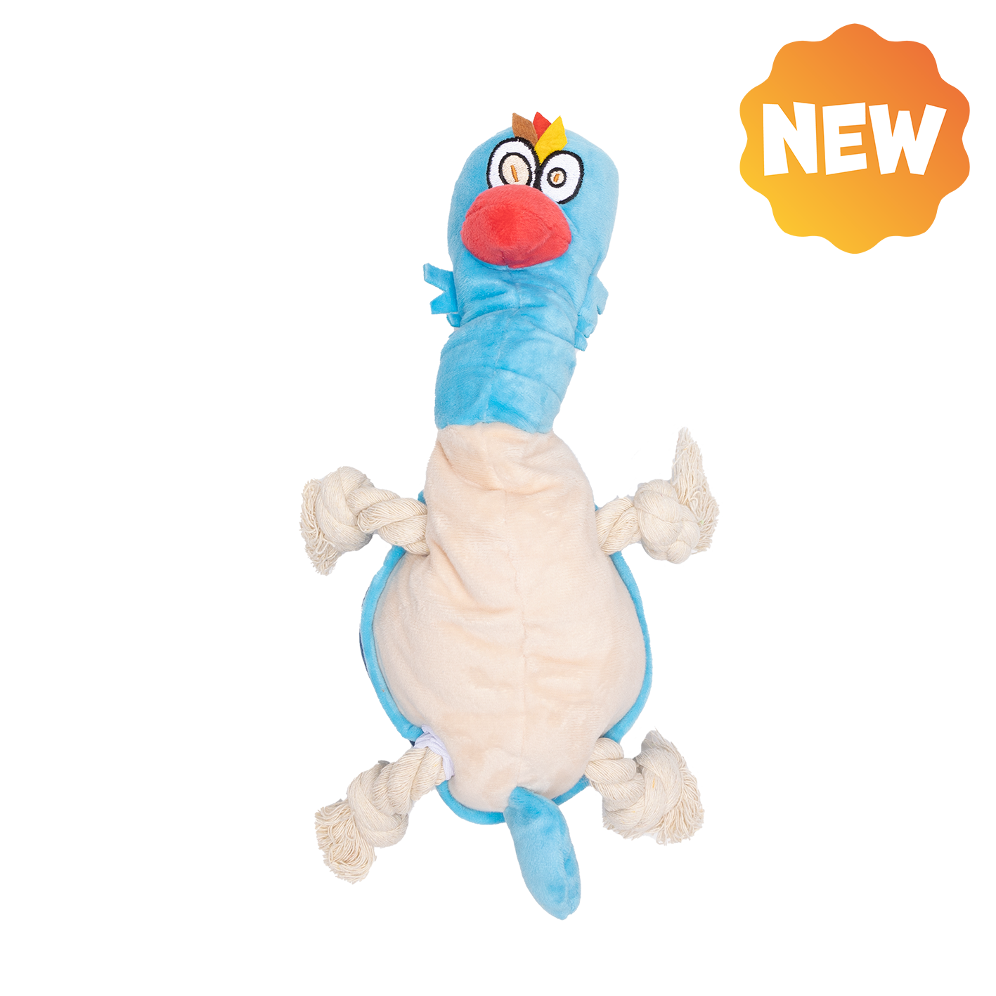 UNIQ PETS PLUSH DOG TOY WATER FRIENDS Blue Rooster Tug Toy with a Squeaker