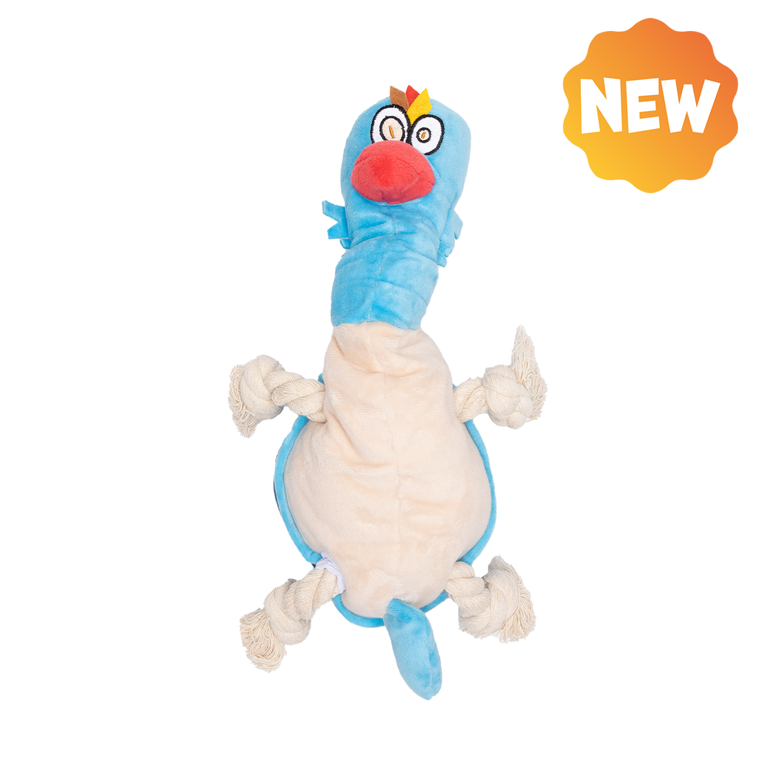 UNIQ PETS PLUSH DOG TOY WATER FRIENDS Blue Rooster Tug Toy with a Squeaker
