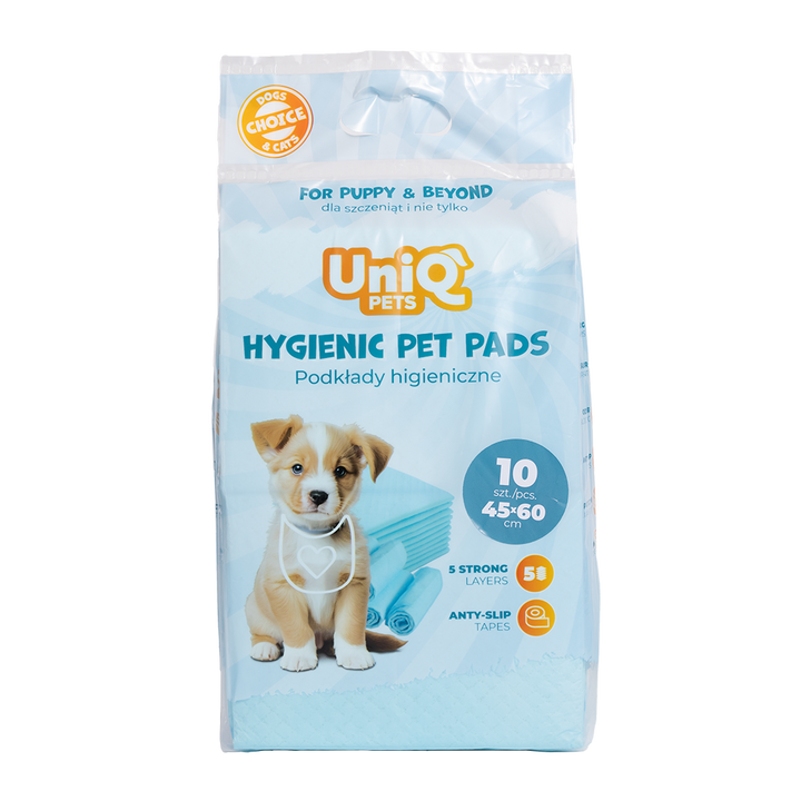 UNIQ PETS HYGIENIC PET PADS 45x60cm Blue, 10pcs/Bag