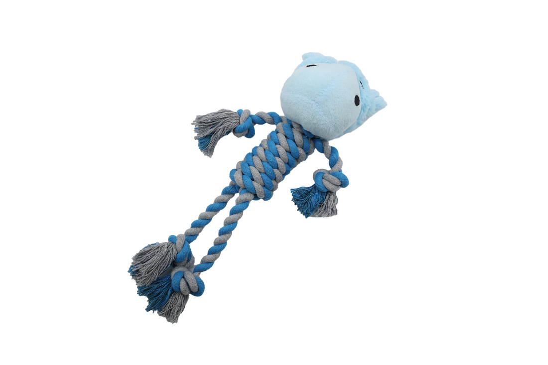 UNIQ PETS PLUSH DOG TOY WATER FRIENDS Hippo with Ropes and Squeaker