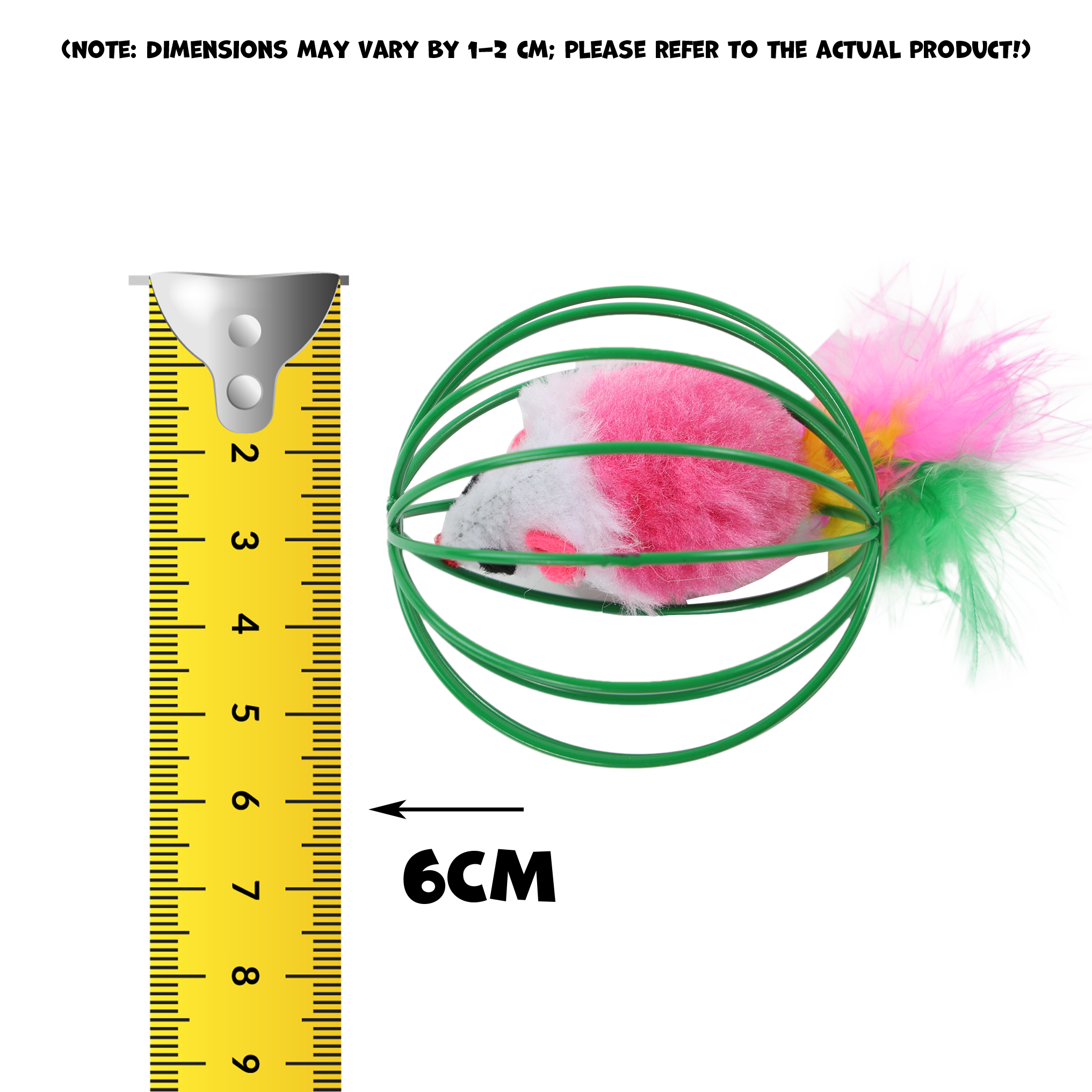 UNIQ PETS CAT TOY MOUSEHUNT Mouse With a Feather In a Ball 6cm (Random Colour)
